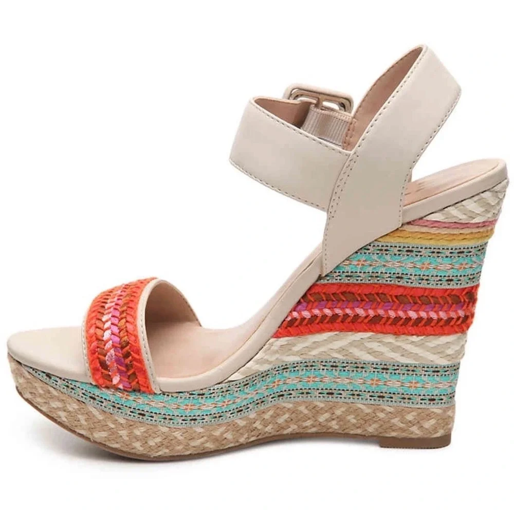 Mix No. 6‎ Jordie platform wedge heel multi-color striped espadrille design 8